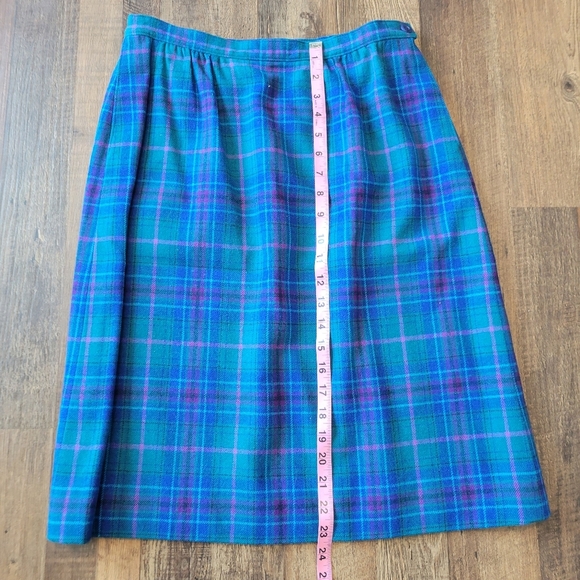Vintage Pendleton Blue Purple Plaid Wool Skirt - Picture 8 of 8